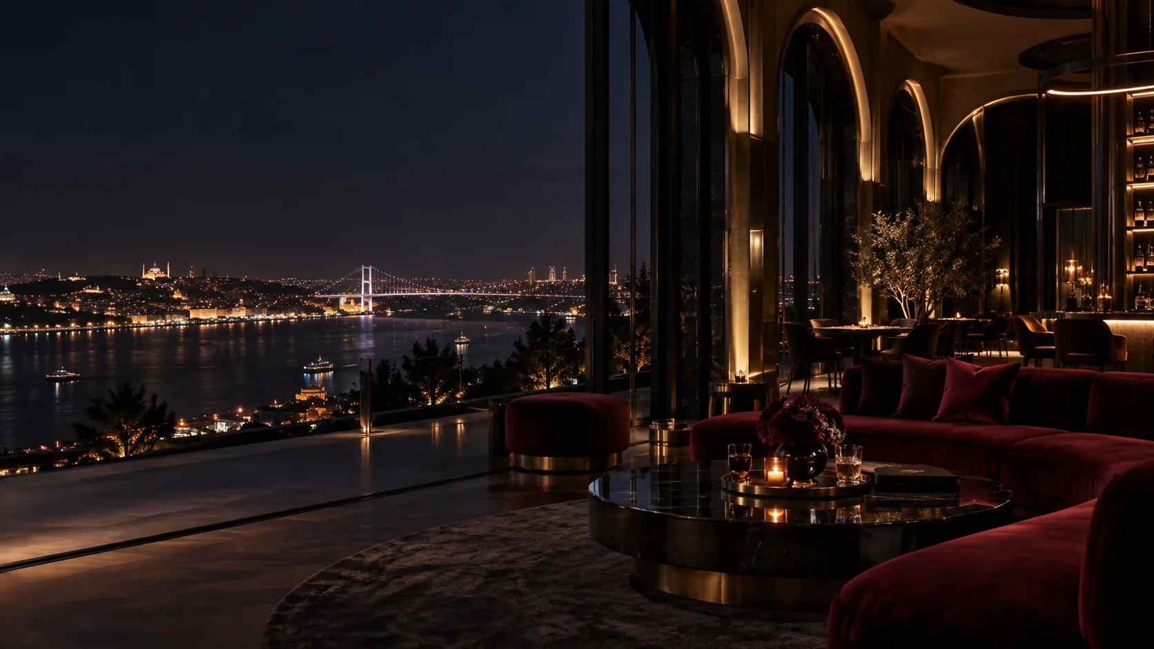 Boğaz manzaralı salon